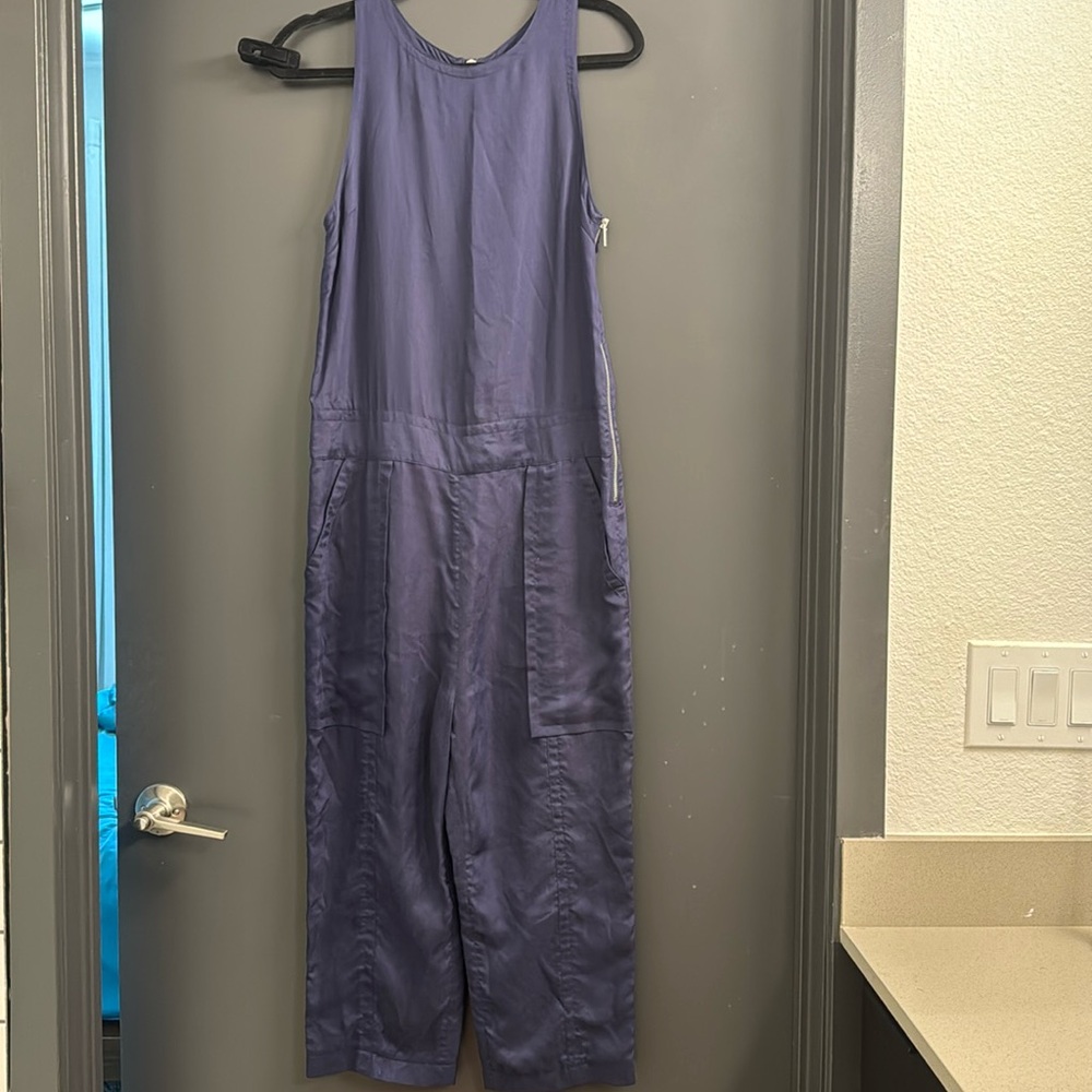 Navy utility style Sleeveless Jumpsuit by Victor Alfaro.